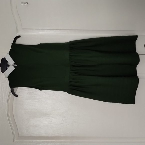 Lili Wang for Lilies Closet Anthro dark green sleeveless dress size 10 pin tuck - Picture 5 of 11